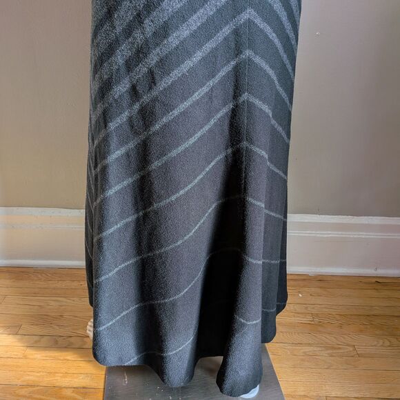 Vintage 90s Express Wool Maxi Skirt Gray Knit Stripe Ombre Academia Size 13 - Picture 9 of 10